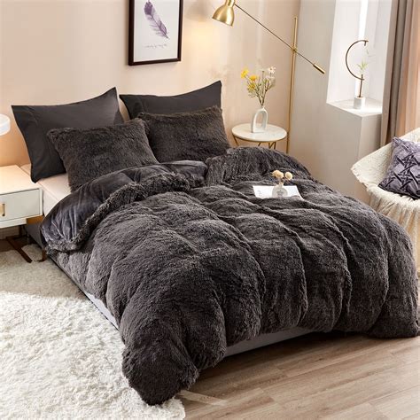 fluffy black comforter set queen|extra fluffy comforter sets.